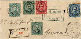 2335 TUNISI 1888 - 5 Cent., Tre Esemplari, 10 Cent., 25 Cent. Umberto I Soprastampati (12,13,15), Perfett... - Sonstige & Ohne Zuordnung