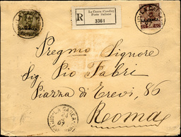 2344 LA CANEA 1907 - 40 E 45 Cent. Floreale Soprastampati (9,10), Perfetti, Su Busta Raccomandata Da La C... - Autres & Non Classés