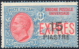 2374 COSTANTINOPOLI ESPRESSI 1922 - 15 Pi. Su 30 Cent. Soprastampa Locale Più Grande (2), Gomma Originale... - Sonstige & Ohne Zuordnung