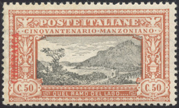 2410 1924 - 50 Cent. Manzoni, Soprastampa Verticale Di Prova (P6), Gomma Originale Integra, Perfetto. Cer... - Cirenaica