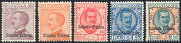 2450 1928/29 - Soprastampati "Colonia Eritrea" (123/127), Gomma Originale Integra, Perfetti. Cert. Sorani... - Eritrea