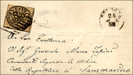 2601 INCOMING MAIL 1858 - 3 Baj Bruno Rosaceo (4b), Perfetto, Su Lettera Da Bologna 24/8/1858 A San Marin... - Sonstige & Ohne Zuordnung