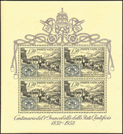 2765 1952 - 50 Lire Centenario, Foglietto (1), Gomma Integra, Perfetto. Bello!... - Blocs & Feuillets