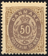 2794 DANIMARCA 1875 - 50 O. Bistro E Viola, Dent. 14 X 13 1/2 (28Aa), Gomma Originale Integra, Perfetto. ... - Autres - Europe