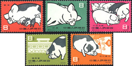 2966 1960 - Pig Breeding, Complete Set Of 5 Stamps (Yv.1304/1308, M. 546/550), O.g., MNH.... - Autres & Non Classés