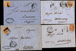 3069 REGNO D'ITALIA 1865/1872 - Quattro Sovracoperte Di Lettera, Tutte Affrancate Con 10 Cent. De La Rue ... - Sonstige & Ohne Zuordnung