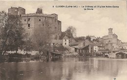 CARTE POSTALE ORIGINALE ANCIENNE : CLISSON LE CHATEAU ET L'EGLISE NOTRE DAME LA SEVRE LOIRE ATLANTIQUE (44) - Clisson