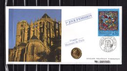 " VITRAIL DE LA CATHEDRALE DU MANS " Sur Enveloppe Philatélique Numismatique 1er Jour N°tée De 1994 : N° YT 2859 - Verres & Vitraux