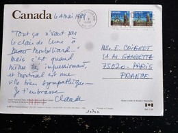 LETTRE CANADA AVEC YT 1030a EDIFICE PARLEMENT - LAC MALIGNE ET ILE SPIRIT PARC NATIONAL JASPER - Storia Postale