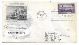 FIRST DAY OF ISSUE 3 CENT. BATTLE OF BROOKLIN 175 ANNIVERSARY 1951 - Other & Unclassified