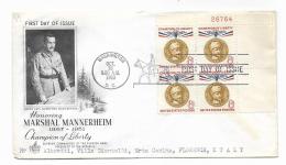 FIRST DAY OF ISSUE 8 CENT. HONORING MARSHALL MANNERHEIM 1960 - Otros & Sin Clasificación