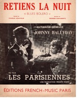 61 80 PARTITION RETIENS LA NUIT JOHNNY HALLYDAY CATHERINE DENEUVE BLUES BOLERO 1962 AZNAVOUR GARVARENTZ GUITARE PIANO - Autres