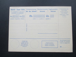 Schweiz Postanweisung Für Das Inland. Mandat De Poste Interne. Mit Abschnitt / Coupon. Ungebraucht. - Cartas & Documentos