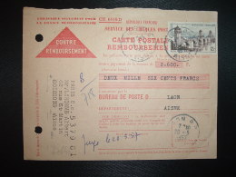 CCR TP CAHORS 12F OBL.8-5 1957 SOISSONS AISNE (02) + OBL.20-5 1957 LAON RP AISNE - Posttarife