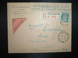 LR CR TP PASTEUR 1F50 OBL. VARIETE 10-3 31 CHATEAUROUX INDRE (36) Me MARDELLE Huissier - Postal Rates