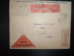 LR CR TP SEMEUSE 50c X3 OBL.8-6 27 ARPAJON SEINE ET OISE (91) L. JACQUEMIN Huissier - Postal Rates