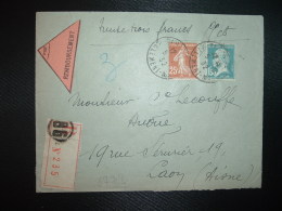 LR CR TP PASTEUR 1F50 + SEMEUSE 25c OBL.5-9 32 PARIS 86 - Tarifs Postaux