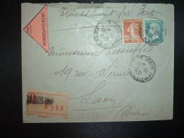 LR CR TP PASTEUR 1F50 + SEMEUSE 25c OBL.12-9 32 PARIS 86 - Tarifs Postaux