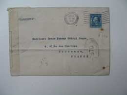 Lettre Perforé Perfin  AICO  American Trading Company  S.S. Lafayette  1916 New York Pour La France Contrôle Militaire - Perfins