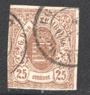 Luxembourg  Armoiries 25 Cent  No 8 Oblitéré - 1859-1880 Wapenschild