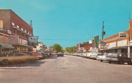 Branson Missouri, Commericial Street, Autos,, Rexall Drug Store, Realty, Business Signs, C1960s Vintage Postcard - Branson