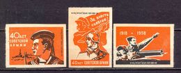Russia - Set Of Matchebox Labels, For The Occasion Of 40 Years Of Red Army 1958 / 2 Scans - Boites D'allumettes - Etiquettes