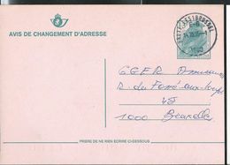 Carte Obl. N° 29.III.F.  Moineau Domestique (Buzin)  Obl.  BXL   E-G  (1000)  14/10/95 - Aviso Cambio De Direccion