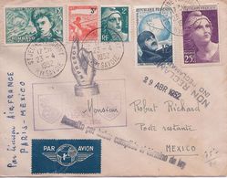 FRANCE - LETTRE PARIS-MEXICO PAR AIR FRANCE 1952 - 1927-1959 Lettres & Documents