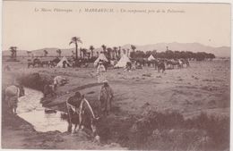 AFRIQUE,AFRIKA,AFRIQUE,MAROC,MOROCCO,MARRUECOS,MAR RAKECH En 1913,TENTE,CAMP SAUVAGE,CHEVAUX,PALMERAIE ,OASIS - Marrakesh