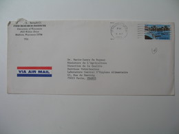 Lettre Perforé    Perfin   W  Food Research Institute University Of Winconsin  By Air Mail   To France    1985 - Zähnungen (Perfins)