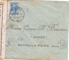 GRECE - LETTRE POUR BOURG LA REINE AVEC CENSURE 1918 - Storia Postale