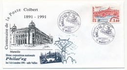 FRANCE - 9eme Exposition PHILATEG  / Centenaire Poste Colbert Marseille 1991 - 5/6 Octobre 1991 - Cachets Commémoratifs