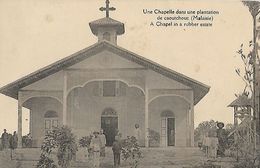 CARTE POSTALE ORIGINALE ANCIENNE : MALAISIE UNE CHAPELLE DANS UNE PLANTATION DE CAOUTCHOUC ANIMEE ASIE - Malesia