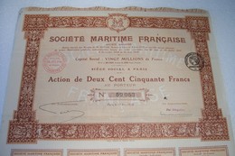 SOCIETE  MARITIME   FRANCAISE  -   ACTION DE DEUX CENT CINQUANTE FRANCS AU PORTEUR   ( N° 59053 ) 1920 - Navy