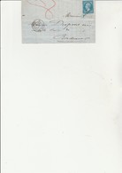 LETTRE AFFRANCHIE N° 22 -OBLITERATION CONVOYEUR PB2° + CAD PARIS A BORDEAUX -D- 1865 - 1849-1876: Klassik