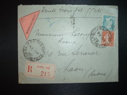 LR CR TP PASTEUR 1F50 + SEMEUSE 25c OBL. HOROPLAN 1 IX 1932 PARIS 116 - Tarifs Postaux