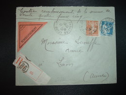 LR CR TP PAIX 1F50 + SEMEUSE 25c OBL.22-12 32 PARIS 86 - Postal Rates