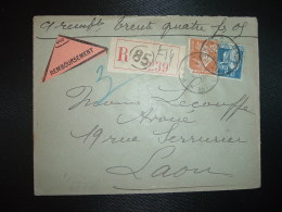 LR CR TP PAIX 1F50 + SEMEUSE 25c OBL.3-2 34 PARIS 85 - Postal Rates