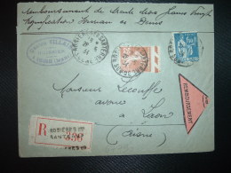 LR CR TP PAIX 1F50 + SEMEUSE 25c OBL.28-5 34 ROSIERES EN SANTERRE SOMME (80) Gaston VILLAIN Huissier - Postal Rates