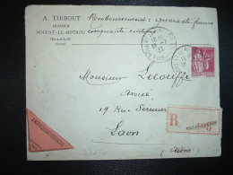 LR CR TP PAIX 1F75 OBL.26-7 33 NOGENT LE ROTROU EURE ET LOI (28) A. THIBOUT Huissier - Postal Rates