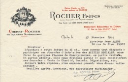 Ancien Courrier Maison Rocher Frères Cherry-Rocher Et Liqueurs 1944 - Levensmiddelen