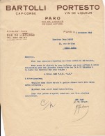 Ancien Courrier Maison Bartolli Portesto Vin Liqueur Paris  1945 - Food