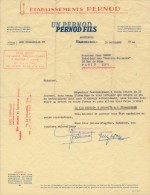 Ancien Courrier Etablissements Pernod 1944 - Alimentos