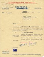 Ancien Courrier Etablissements Pernod 1945 - Alimentaire