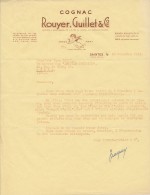 Ancien Courrier Cognac Rouyer Guillet Et Cie Saintes 1945 - Alimentos