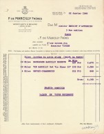 Ancienne Facture P DE MARCILLY Frères Négociants Vins Beaune 1948 - Lebensmittel