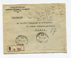 !!! LETTRE RECOMMANDEE DE BEYROUTH POUR PARIS DE 1930, AFFRANCH AU VERSO - Covers & Documents