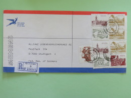 South Africa 1986 Registered Cover To Germany - Buildings (9 Stamps) - Covers & Documents