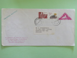 South Africa 1988 Stationery Cover To England - Hope Triangle Stamp (print) - Building - Cactus Flower - Brieven En Documenten