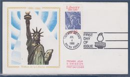 = La Statue De La Liberté Centenaire Enveloppe 1er Jour Liberty Island 4.7.86 N°1672 émission Commune Avec France 2421 - Brieven En Documenten